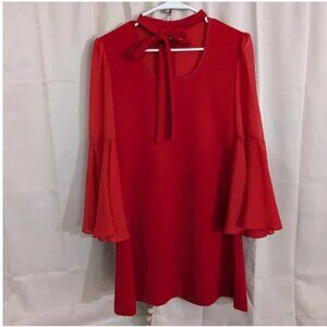 60s red bell sleeve mini dress